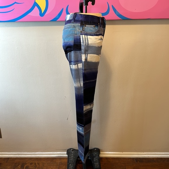 Moschino Jeans Stretch Satin Blue White Pants The Nanny - Picture 4 of 11